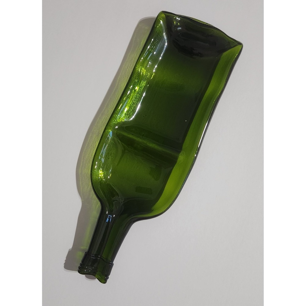 Recycled Slumped Glass Wine Bottle Tray Serving Dish Melted Glass